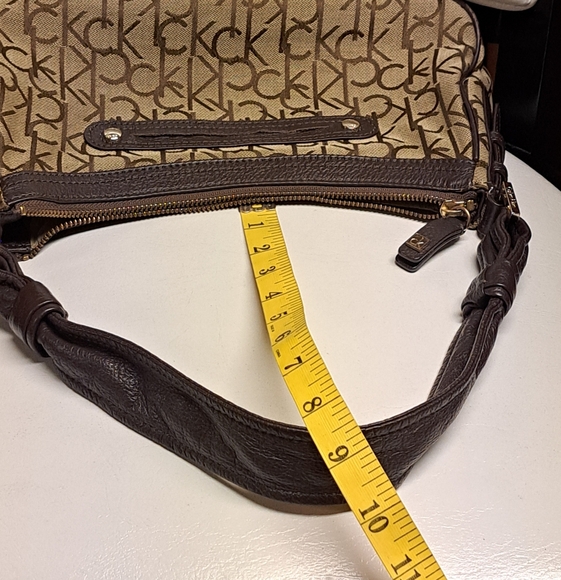Calvin Klein Canvas & Leather Monogram Baguette Vintage Shoulder Bag GUC - Picture 11 of 16
